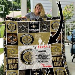 New Orleans Saints Personalized Custom Name Quilt Blanket and Home Decor