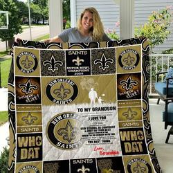 New Orleans Saints To My Grandson Love Grandpa Quilt Blanket and Home Decor