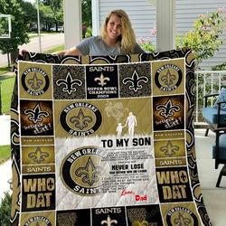 New Orleans Saints  To My Son  Love Dad Quilt Blanket and Home Decor
