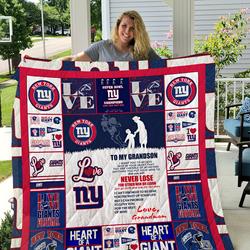 New York Giants - To My Grandson - Love Grandmom Quilt and Home Decor