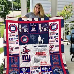 New York Giants - To My Grandson - Love Grandpa Quilt and Home Decor