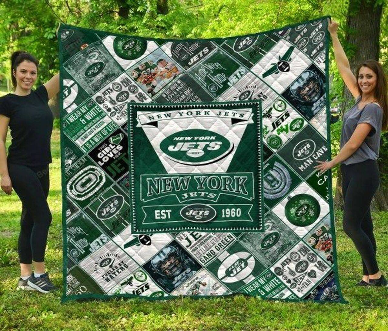 New York Jets Quilt Blanket Fan Made and Home Decor