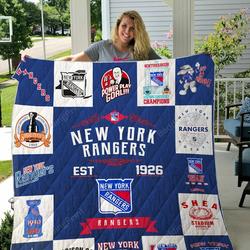 New York Rangers Quilt Blanket 01 and Home Decor