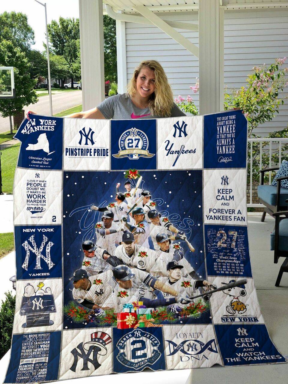 New York Yankees Christmas Quilt Blanket Ver 1 and Home Decor