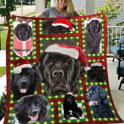 Newfoundland Dogs Christmas Quilt Blanket A122 and Home Decor