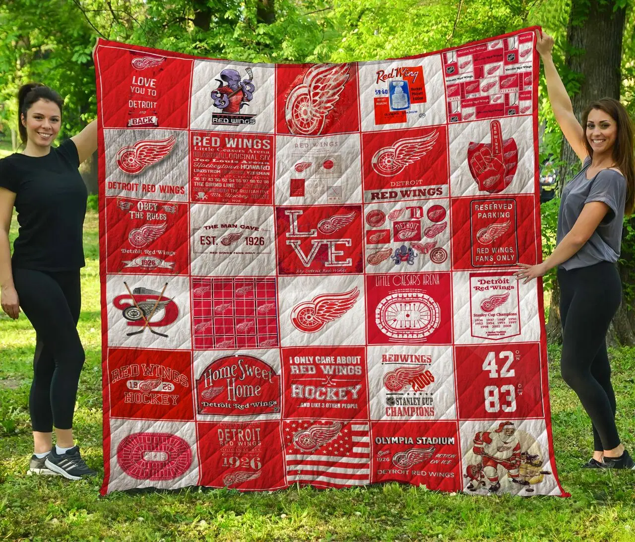 Nhl Detroit Red Wings Quilt Blanket and Home Decor