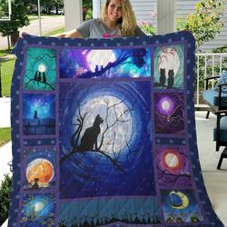 Night Cats And Moon Quilt Blanket Great Customized Gifts For Birthday Christmas Thanksgiving Perfect Gifts For Cat Lover and Home Decor