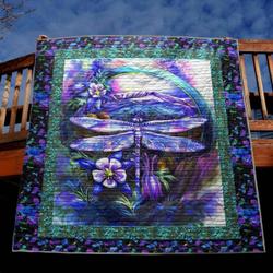 Night Glowing Dragonfly Pk270544 Quilt Blanket and Home Decor