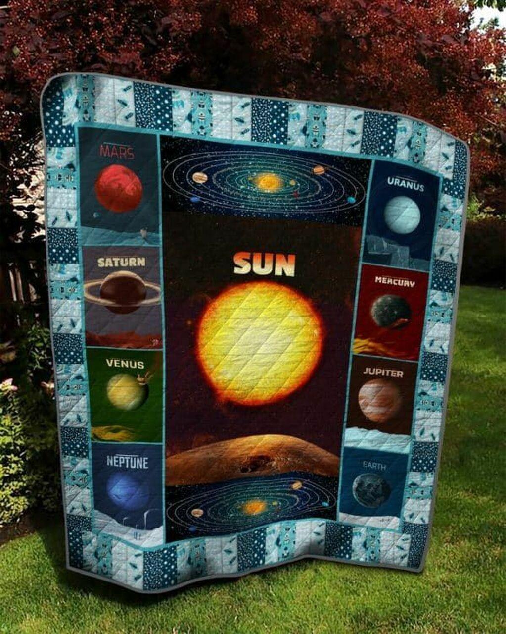 Nine Planets Of Solar System Quilt Blanket Great Customized Blanket Gifts For Birthday Christmas Thanksgiving and Home Decor