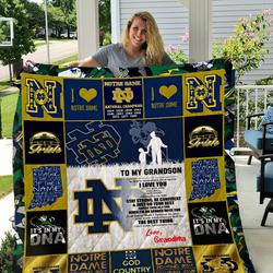 Notre Dame Fighting Irish - To My Grandson - Love Grandmom Quilt and Home Decor