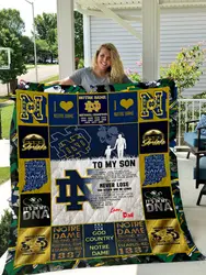 Notre Dame Fighting Irish - To My Son - Love Dad Quilt and Home Decor