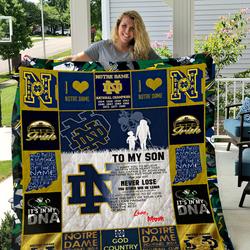 Notre Dame Fighting Irish - To My Son - Love Mom Quilt and Home Decor