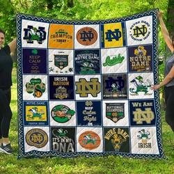 Notredame Fighting Irish Quilt Blanket Fan Made and Home Decor