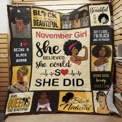 November Black Women Quilt Blanket Dhc03021191Td and Home Decor