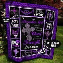 November Christ Girl Personalized Quilt Blanket Bbb020648Ht and Home Decor