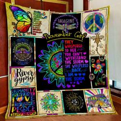 November Girl Hippie Quilt Blanket and Home Decor