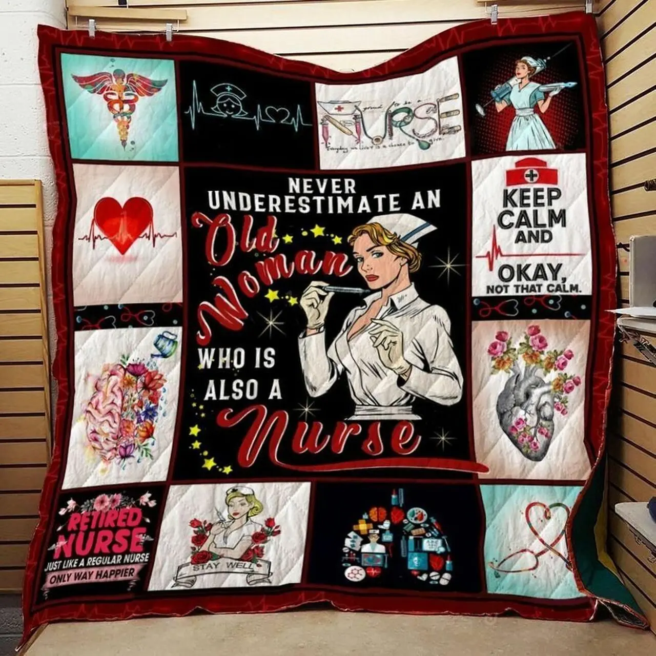 Nurse Old Woman Who Is Also A Nurse Quilt Blanket Great Customized Gifts For Birthday Christmas Thanksgiving Perfect Gift For Nurse and Home Decor