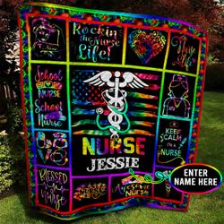 Nurse Tie Dye Personalized Quilt Blanket Bbb050613Nb and Home Decor