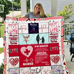 Nurse - To My Daughter - Love Mom Quilt and Home Decor