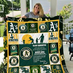 Oakland Athletics - To My Daughter - Love Dad Quilt and Home Decor