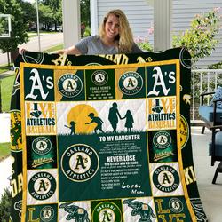 Oakland Athletics - To My Daughter - Love Mom Quilt and Home Decor