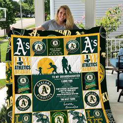 Oakland Athletics - To My Granddaughter - Love Grandpa Quilt and Home Decor