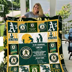 Oakland Athletics - To My Grandson - Love Grandmom Quilt and Home Decor