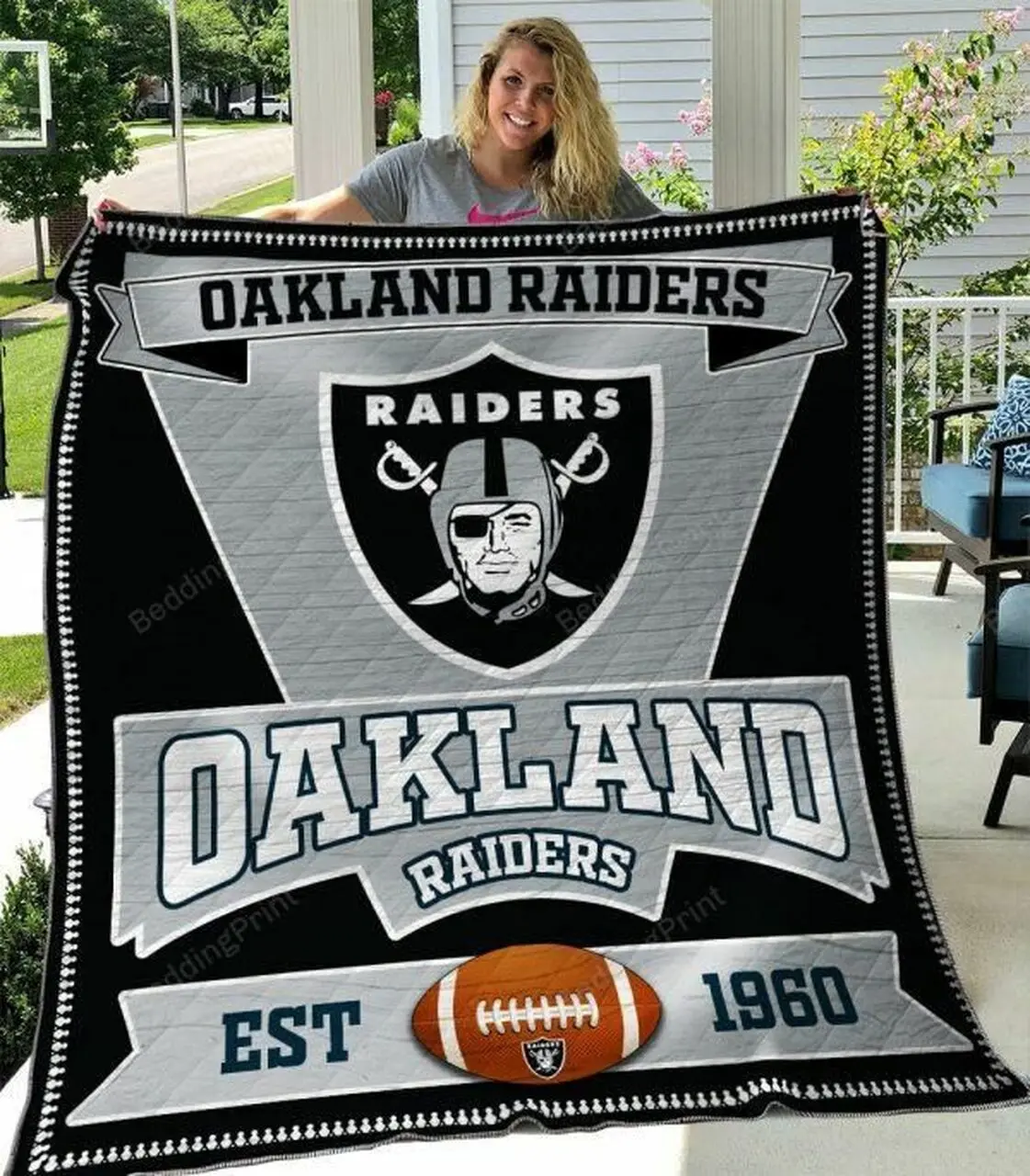 Oakland Raiders Quilt Blanket 04 and Home Decor