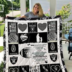 Oakland Raiders - To My Granddaughter - Love Grandmom Quilt and Home Decor