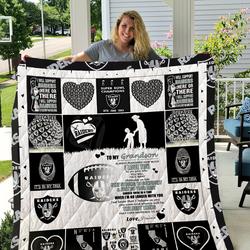 Oakland Raiders - To My Grandson - Love Grandmom Quilt and Home Decor