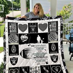 Oakland Raiders - To My Grandson - Love Grandpa Quilt and Home Decor