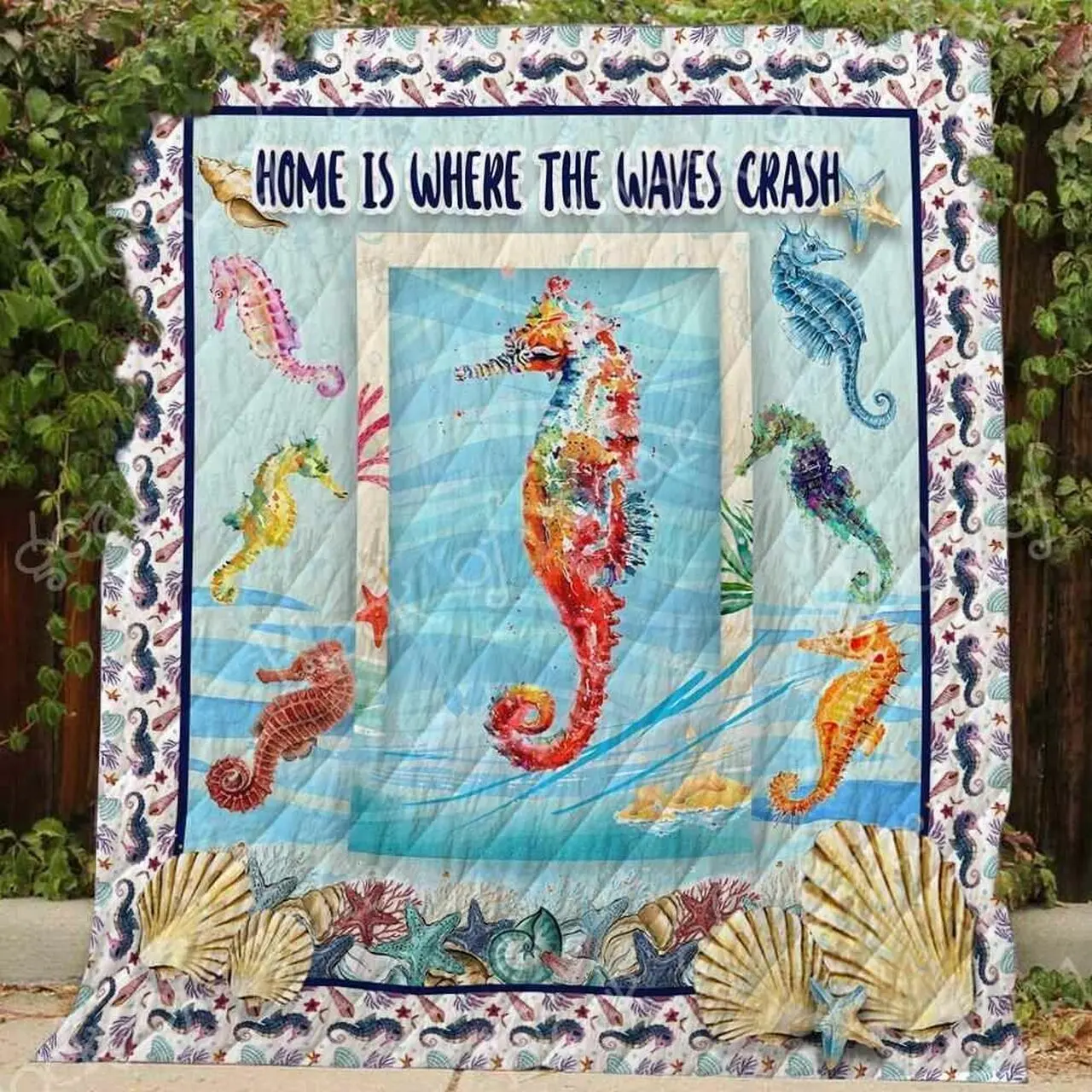 Ocean Seahorse Blanket Kc1507 Quilt and Home Decor