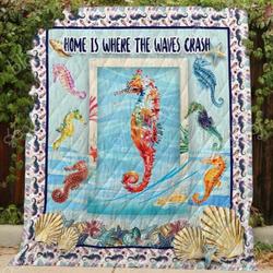 Ocean Seahorse Blanket Kc1507 Quilt and Home Decor