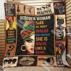October Black Women Quilt Blanket Dhc06021107Td and Home Decor