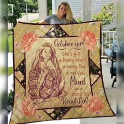 October Hippe Girl Quilt Blanket Dhc06021010Td and Home Decor