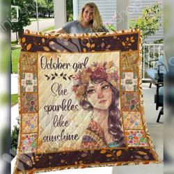 October Hippie Girl Quilt Blanket Dhc06021023Td and Home Decor