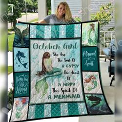 October Mermaid Quilt Blanket Dhc06021032Td and Home Decor