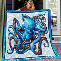 Octopus 3D Blue TB160996 3D Customized Quilt and Home Decor