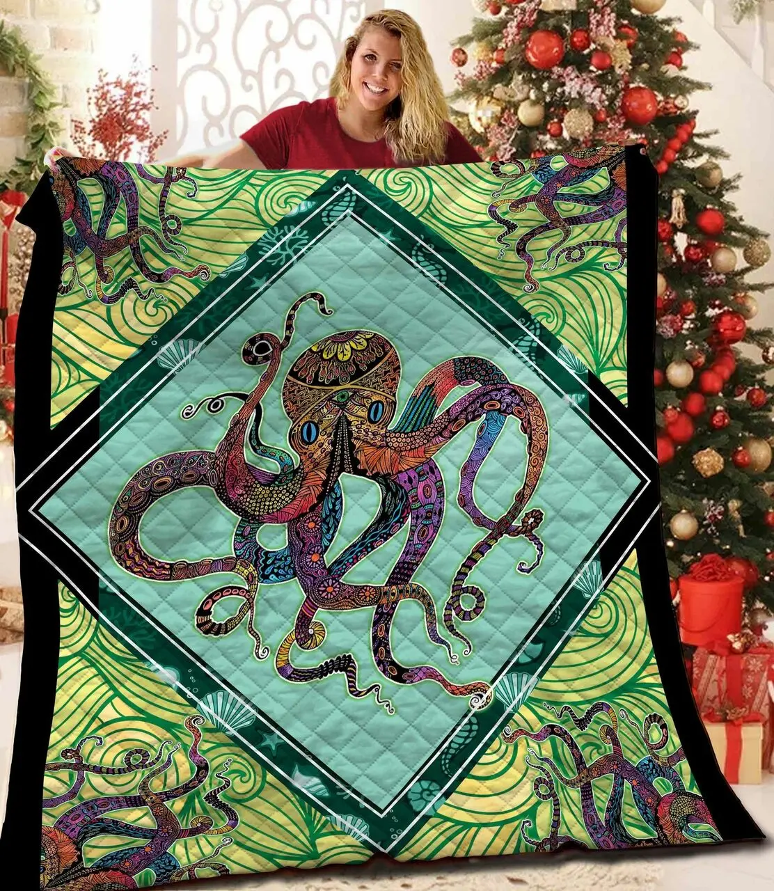 Octopus JFJ10732 3D Customized Quilt 2707 and Home Decor