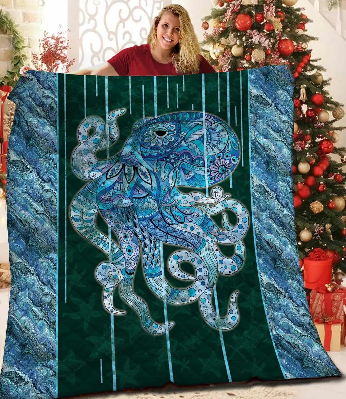 Octopus JFJ10738 3D Customized Quilt 2707 and Home Decor