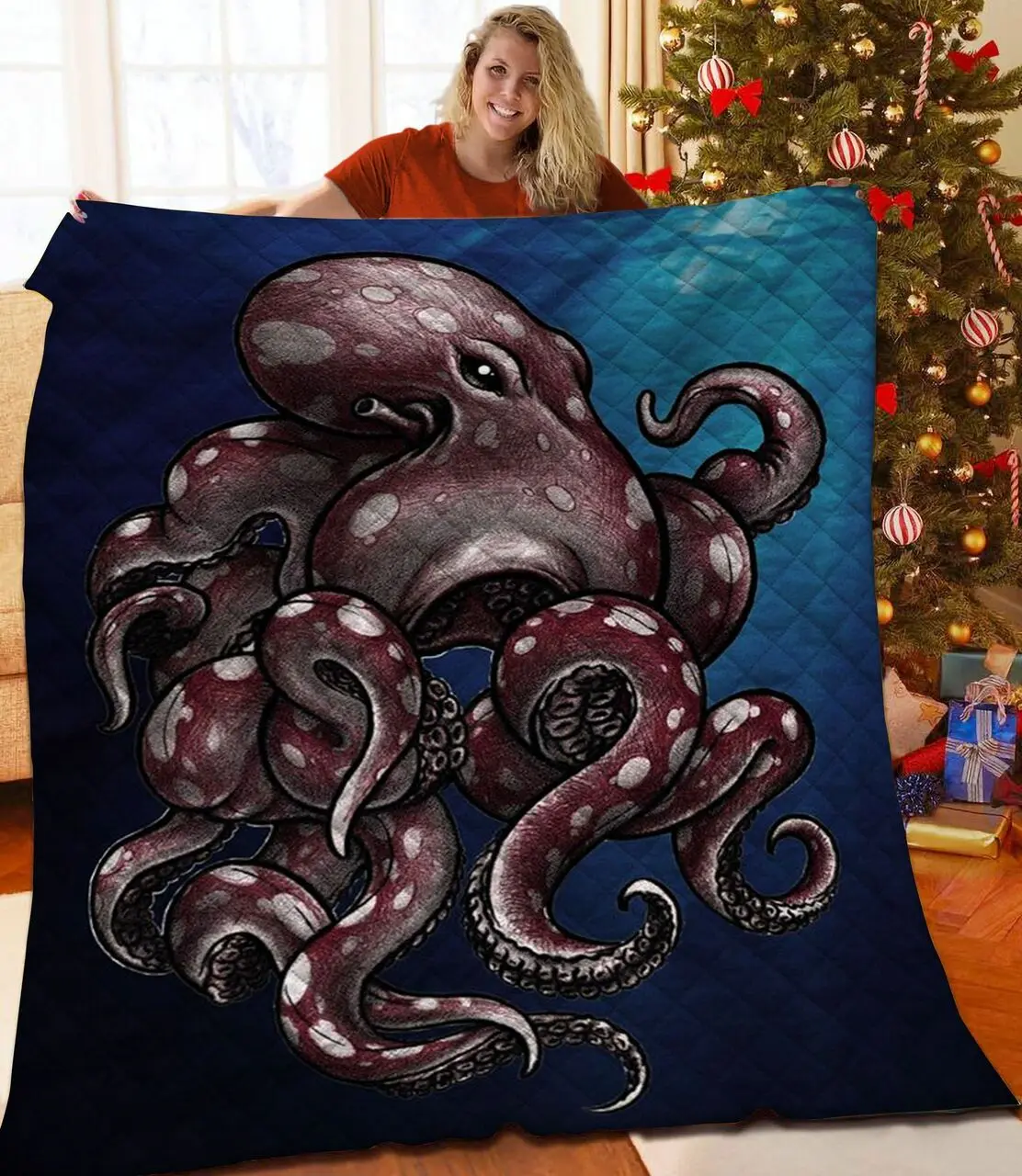 Octopus JFJ10758 3D Customized Quilt 2707 and Home Decor