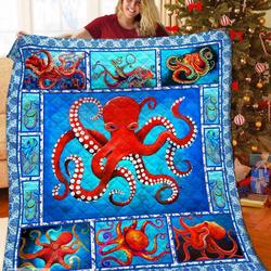Octopus Red Art TB160996 DF 3D Customized Quilt and Home Decor