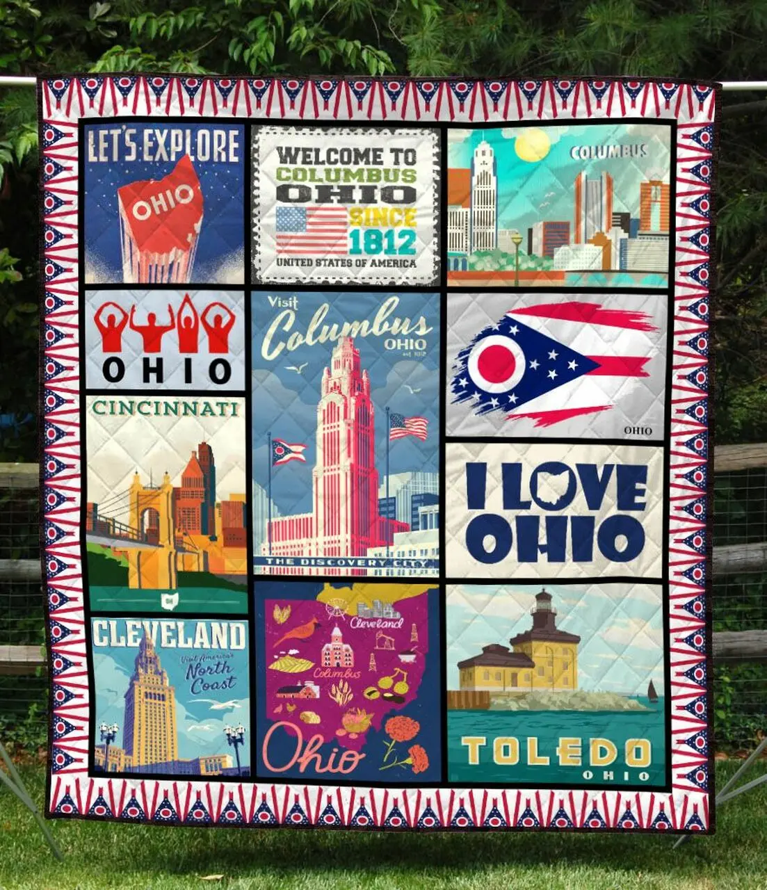 Ohio Quilt Blanket Th1607 and Home Decor