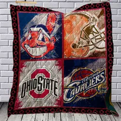 Ohio State Buckeyes Cleveland Indians Browns Cavaliers Quilt Blanket Bs1032 and Home Decor