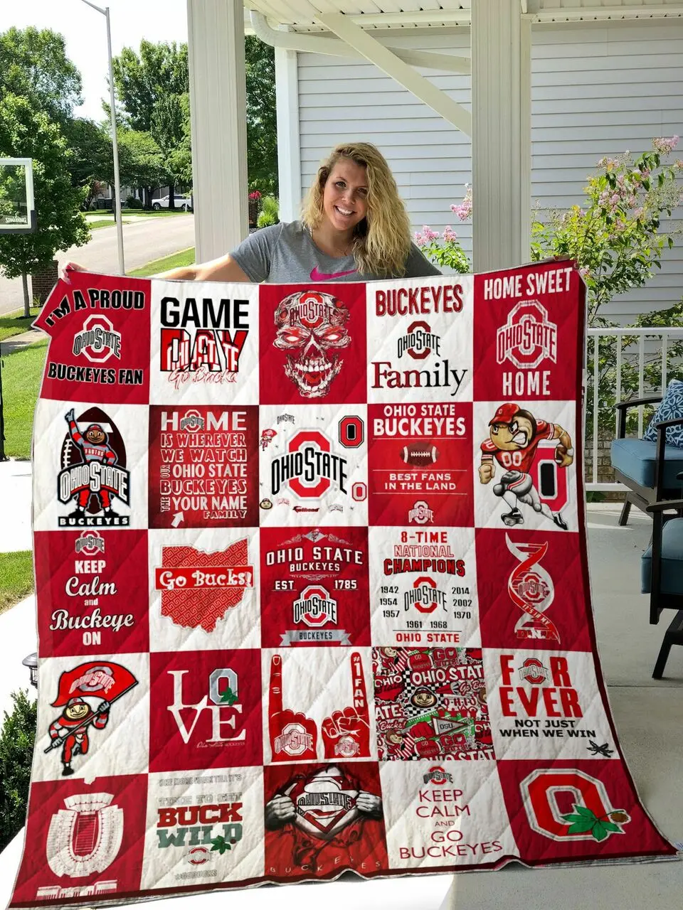 Ohio State Buckeyes Quilt Blanket 02 and Home Decor