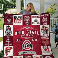 Ohio State Buckeyes Quilt Blanket 03 and Home Decor