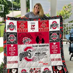 Ohio State Buckeyes - To My Daughter - Love Mom Quilt and Home Decor