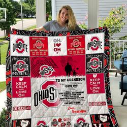 Ohio State Buckeyes - To My Grandson - Love Grandpa Quilt and Home Decor