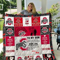 Ohio State Buckeyes To My Son Love Dad Quilt Blanket and Home Decor