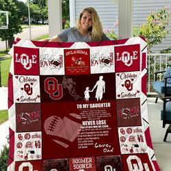 Oklahoma Sooners  To My Daughter  Love Dad Quilt Blanket and Home Decor